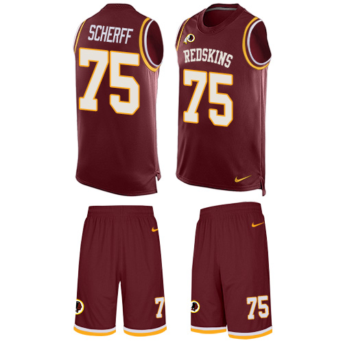 Men's Nike Washington Redskins #75 Brandon Scherff Limited Burgundy Red Tank Top Suit NFL Jersey