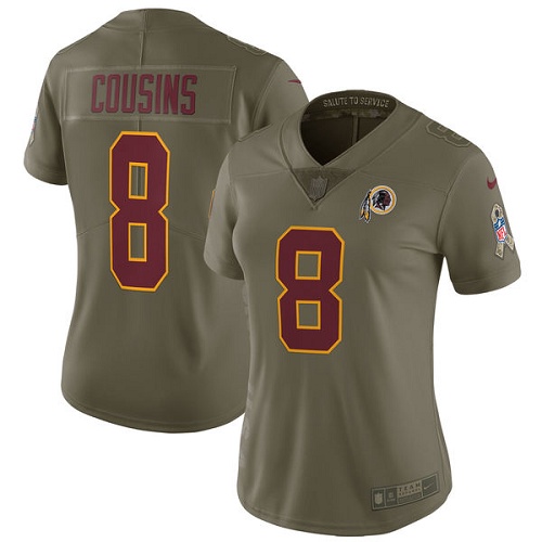 Women's Nike Washington Redskins #8 Kirk Cousins Limited Green Salute to Service NFL Jersey