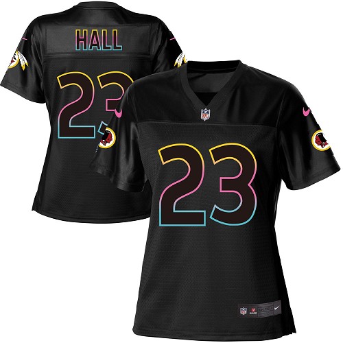 Women's Nike Washington Redskins #23 DeAngelo Hall Game Black Fashion NFL Jersey
