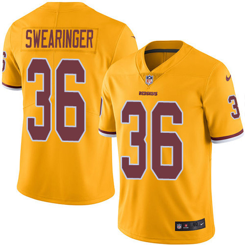 Men's Nike Washington Redskins #36 D.J. Swearinger Elite Gold Rush Vapor Untouchable NFL Jersey