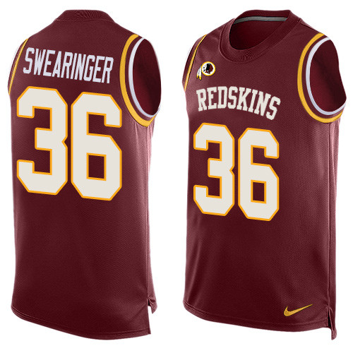 Men's Nike Washington Redskins #36 D.J. Swearinger Limited Red Player Name & Number Tank Top NFL Jersey