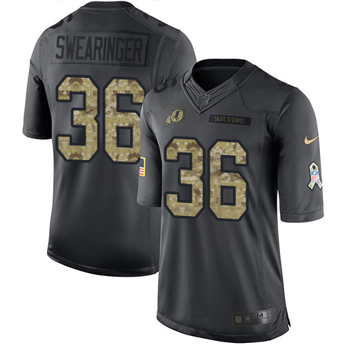 Youth Nike Washington Redskins #36 D.J. Swearinger Limited Black 2016 Salute to Service NFL Jersey