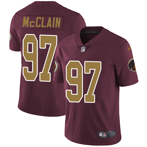 Youth Nike Washington Redskins #97 Terrell McClain Burgundy Red/Gold Number Alternate 80TH Anniversary Vapor Untouchable Limited Player NFL Jersey