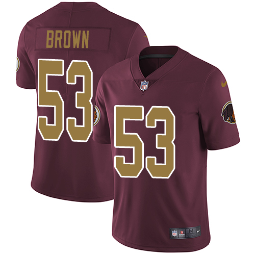 Youth Nike Washington Redskins #53 Zach Brown Burgundy Red/Gold Number Alternate 80TH Anniversary Vapor Untouchable Limited Player NFL Jersey