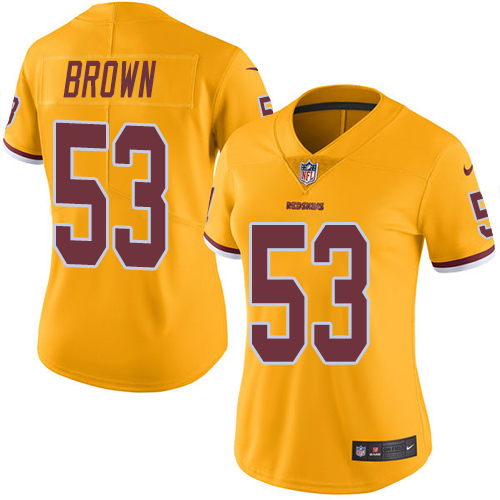 Women's Nike Washington Redskins #53 Zach Brown Limited Gold Rush Vapor Untouchable NFL Jersey