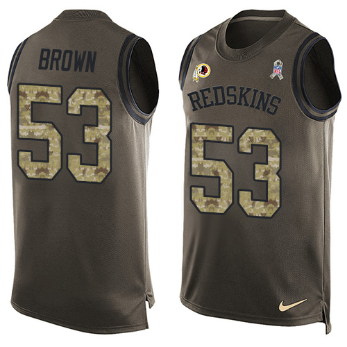 Men's Nike Washington Redskins #53 Zach Brown Limited Green Salute to Service Tank Top NFL Jersey