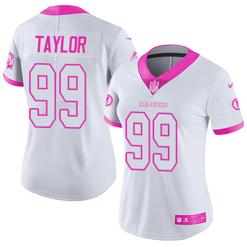 Women's Nike Washington Redskins #99 Phil Taylor Limited White/Pink Rush Fashion NFL Jersey