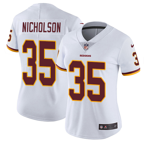 Women's Nike Washington Redskins #35 Montae Nicholson White Vapor Untouchable Limited Player NFL Jersey