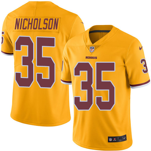 Men's Nike Washington Redskins #35 Montae Nicholson Elite Gold Rush Vapor Untouchable NFL Jersey
