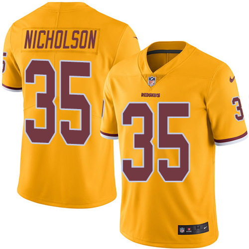 Men's Nike Washington Redskins #35 Montae Nicholson Limited Gold Rush Vapor Untouchable NFL Jersey