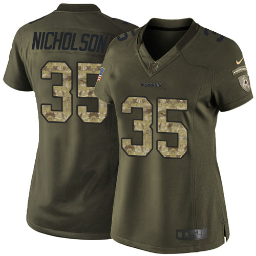 Women's Nike Washington Redskins #35 Montae Nicholson Limited Green Salute to Service NFL Jersey