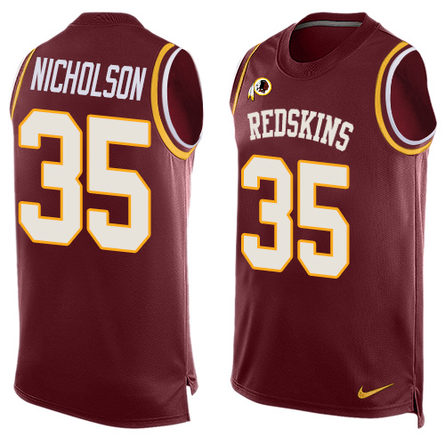 Men's Nike Washington Redskins #35 Montae Nicholson Limited Red Player Name & Number Tank Top NFL Jersey