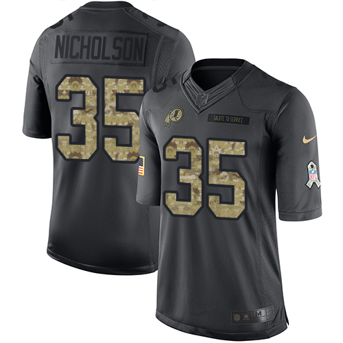 Youth Nike Washington Redskins #35 Montae Nicholson Limited Black 2016 Salute to Service NFL Jersey