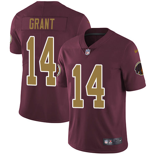 Youth Nike Washington Redskins #14 Ryan Grant Burgundy Red/Gold Number Alternate 80TH Anniversary Vapor Untouchable Limited Player NFL Jersey