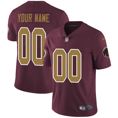 Men's Nike Washington Redskins Customized Burgundy Red/Gold Number Alternate 80TH Anniversary Vapor Untouchable Custom Limited NFL Jersey