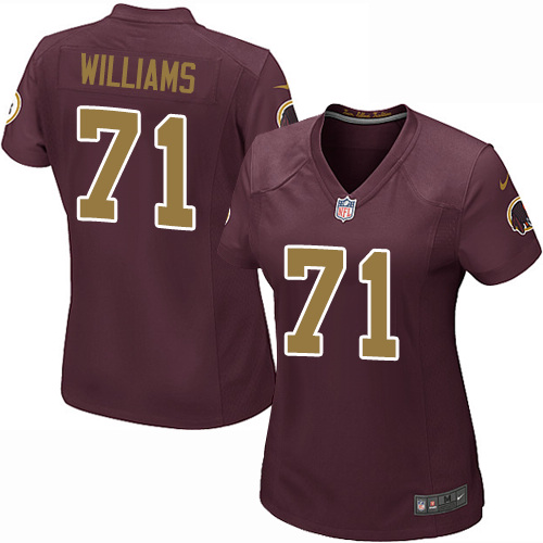 Women's Nike Washington Redskins #71 Trent Williams Game Burgundy Red/Gold Number Alternate 80TH Anniversary NFL Jersey