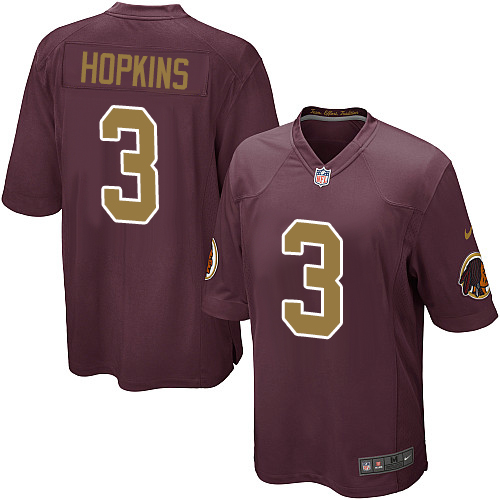 Men's Nike Washington Redskins #3 Dustin Hopkins Game Burgundy Red/Gold Number Alternate 80TH Anniversary NFL Jersey