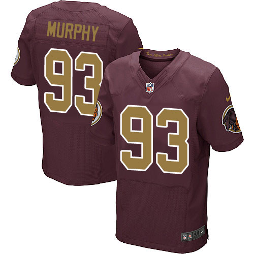 Men's Nike Washington Redskins #93 Trent Murphy Elite Burgundy Red/Gold Number Alternate 80TH Anniversary NFL Jersey