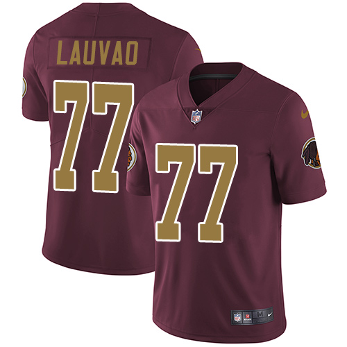 Youth Nike Washington Redskins #77 Shawn Lauvao Burgundy Red/Gold Number Alternate 80TH Anniversary Vapor Untouchable Elite Player NFL Jersey