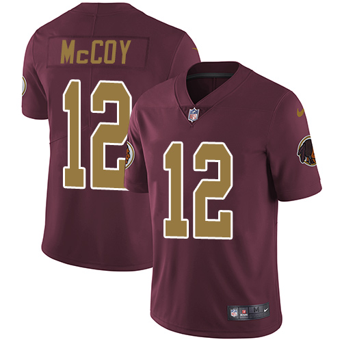 Men's Nike Washington Redskins #12 Colt McCoy Burgundy Red/Gold Number Alternate 80TH Anniversary Vapor Untouchable Limited Player NFL Jersey