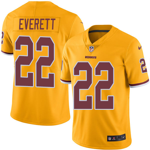 Men's Nike Washington Redskins #22 Deshazor Everett Elite Gold Rush Vapor Untouchable NFL Jersey