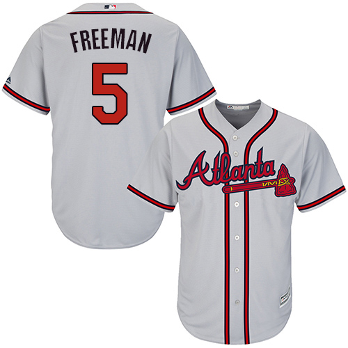 Men's Majestic Atlanta Braves #5 Freddie Freeman Authentic Grey Road Cool Base MLB Jersey