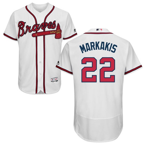 Men's Majestic Atlanta Braves #22 Nick Markakis White Flexbase Authentic Collection MLB Jersey