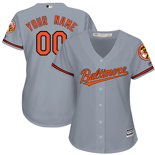 Women's Majestic Baltimore Orioles Customized Replica Grey Road Cool Base MLB Jersey