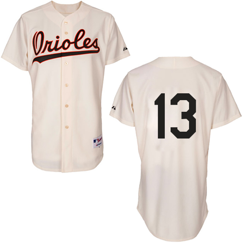 Men's Majestic Baltimore Orioles #13 Manny Machado Replica Cream 1954 Turn Back The Clock MLB Jersey