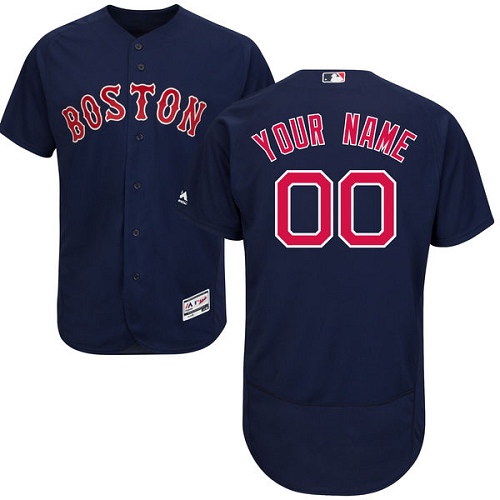 Men's Majestic Boston Red Sox Customized Authentic Navy Blue Alternate Road Cool Base MLB Jersey