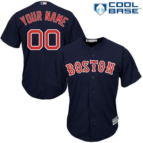 Men's Majestic Boston Red Sox Customized Replica Navy Blue Alternate Road Cool Base MLB Jersey