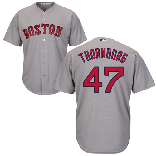 Youth Majestic Boston Red Sox #47 Tyler Thornburg Authentic Grey Road Cool Base MLB Jersey