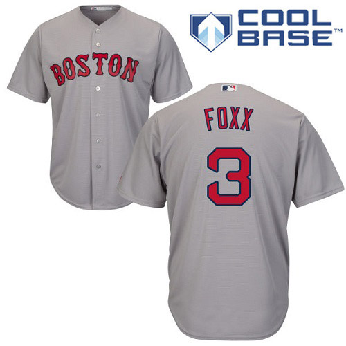 Men's Majestic Boston Red Sox #3 Jimmie Foxx Replica Grey Road Cool Base MLB Jersey
