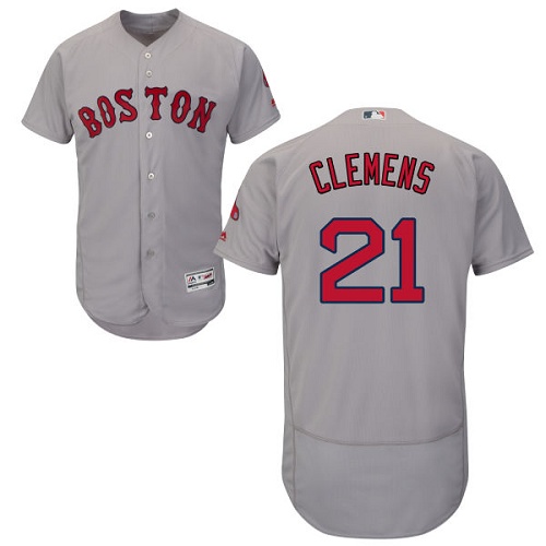 Men's Majestic Boston Red Sox #21 Roger Clemens Grey Flexbase Authentic Collection MLB Jersey
