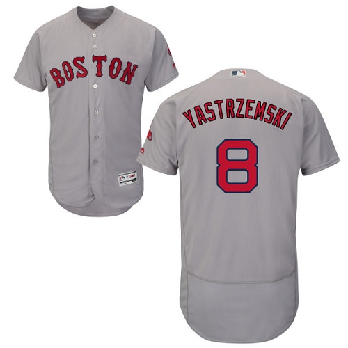 Men's Majestic Boston Red Sox #8 Carl Yastrzemski Authentic Grey Road Cool Base MLB Jersey