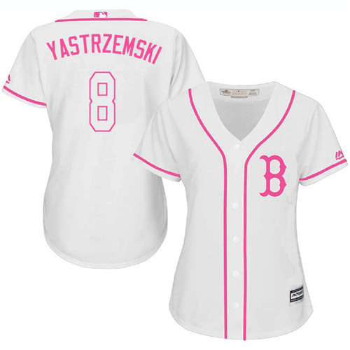 Women's Majestic Boston Red Sox #8 Carl Yastrzemski Authentic White Fashion MLB Jersey
