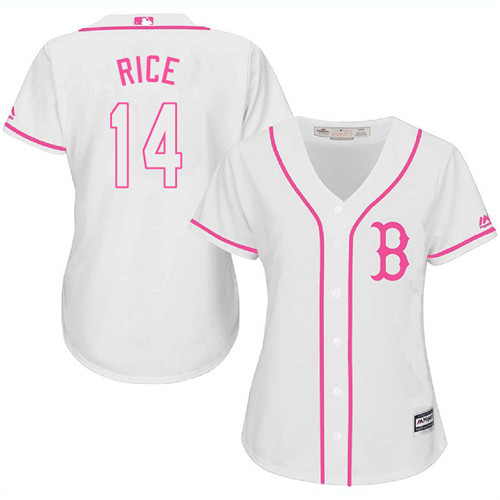 Women's Majestic Boston Red Sox #14 Jim Rice Authentic White Fashion MLB Jersey