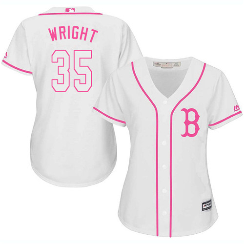Women's Majestic Boston Red Sox #35 Steven Wright Replica White Fashion MLB Jersey