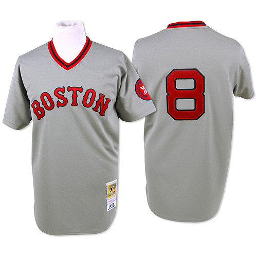 Men's Mitchell and Ness Boston Red Sox #8 Carl Yastrzemski Authentic Grey Throwback MLB Jersey