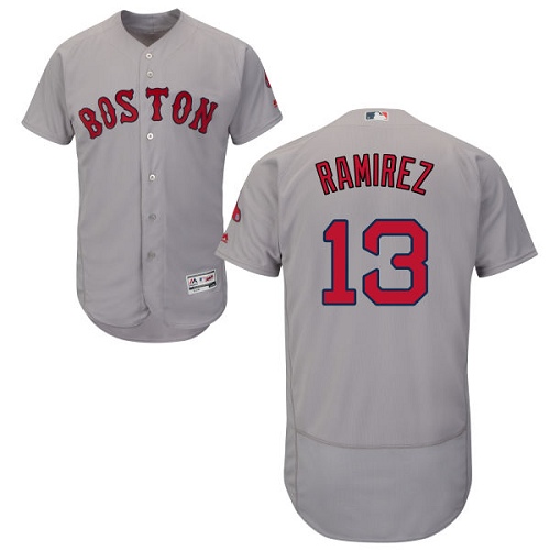 Men's Majestic Boston Red Sox #13 Hanley Ramirez Authentic Grey Road Cool Base MLB Jersey