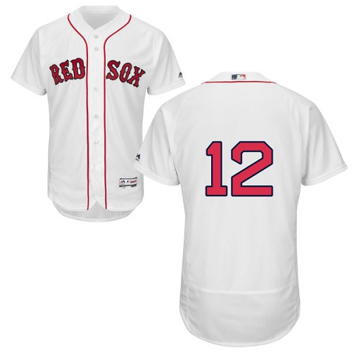 Men's Majestic Boston Red Sox #12 Brock Holt White Flexbase Authentic Collection MLB Jersey