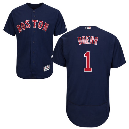Men's Majestic Boston Red Sox #1 Bobby Doerr Navy Blue Flexbase Authentic Collection MLB Jersey