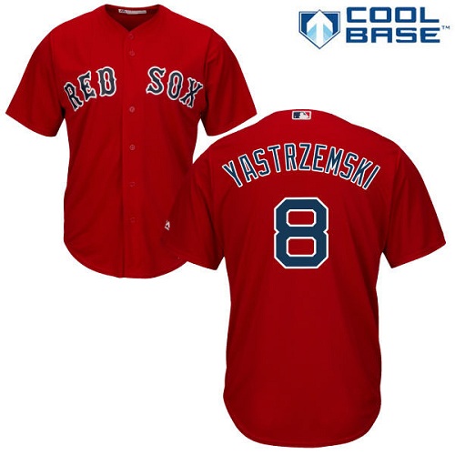 Youth Majestic Boston Red Sox #8 Carl Yastrzemski Authentic Red Alternate Home Cool Base MLB Jersey