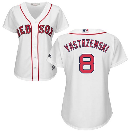 Women's Majestic Boston Red Sox #8 Carl Yastrzemski Authentic White Home MLB Jersey