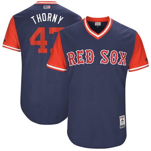 Men's Majestic Boston Red Sox #47 Tyler Thornburg "Thorny" Authentic Navy Blue 2017 Players Weekend MLB Jersey