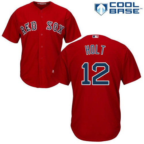 Youth Majestic Boston Red Sox #12 Brock Holt Authentic Red Alternate Home Cool Base MLB Jersey