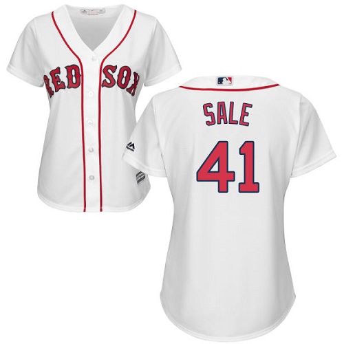 Women's Majestic Boston Red Sox #41 Chris Sale Replica White Home MLB Jersey