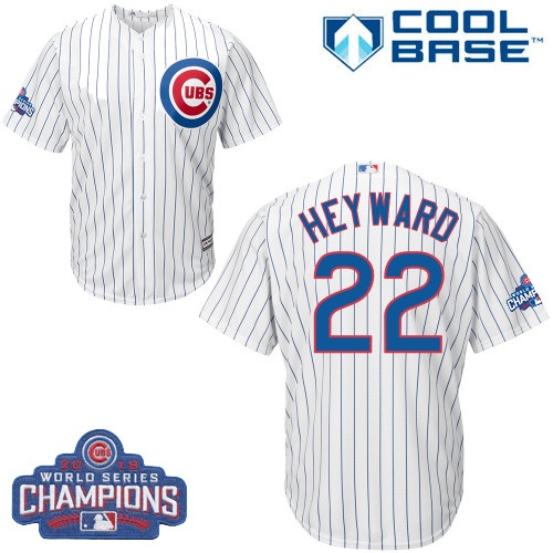 Youth Majestic Chicago Cubs #22 Jason Heyward Authentic White Home 2016 World Series Champions Cool Base MLB Jersey