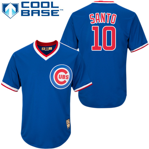 Men's Majestic Chicago Cubs #10 Ron Santo Authentic Royal Blue Cooperstown MLB Jersey
