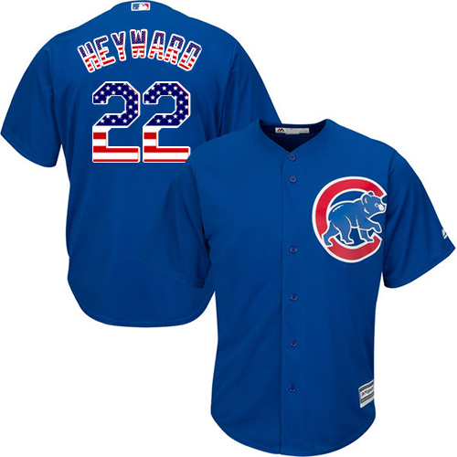 Men's Majestic Chicago Cubs #22 Jason Heyward Replica Royal Blue USA Flag Fashion MLB Jersey